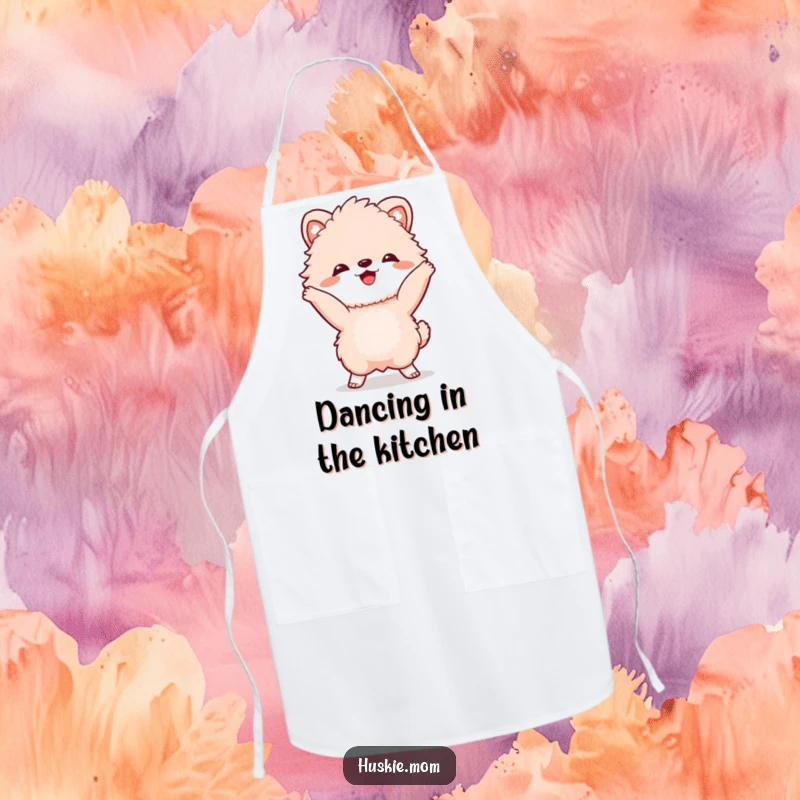 Funny Apron: A grinning fluffy animal performing a dance, ready to add fun to meal prep.