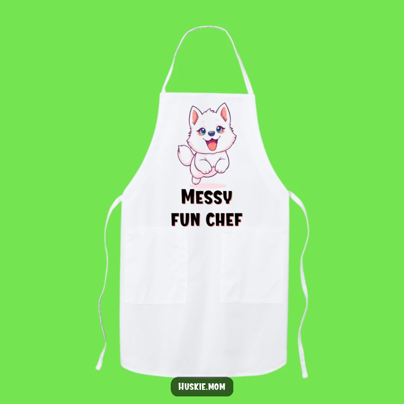 Funny Husky Puppy Apron: Playful Pup in Kitchen, Perfect Humorous Cooking Gift