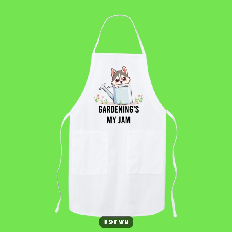 Funny Husky Lady Apron - Hilarious Peeking Gardener Chef Gift