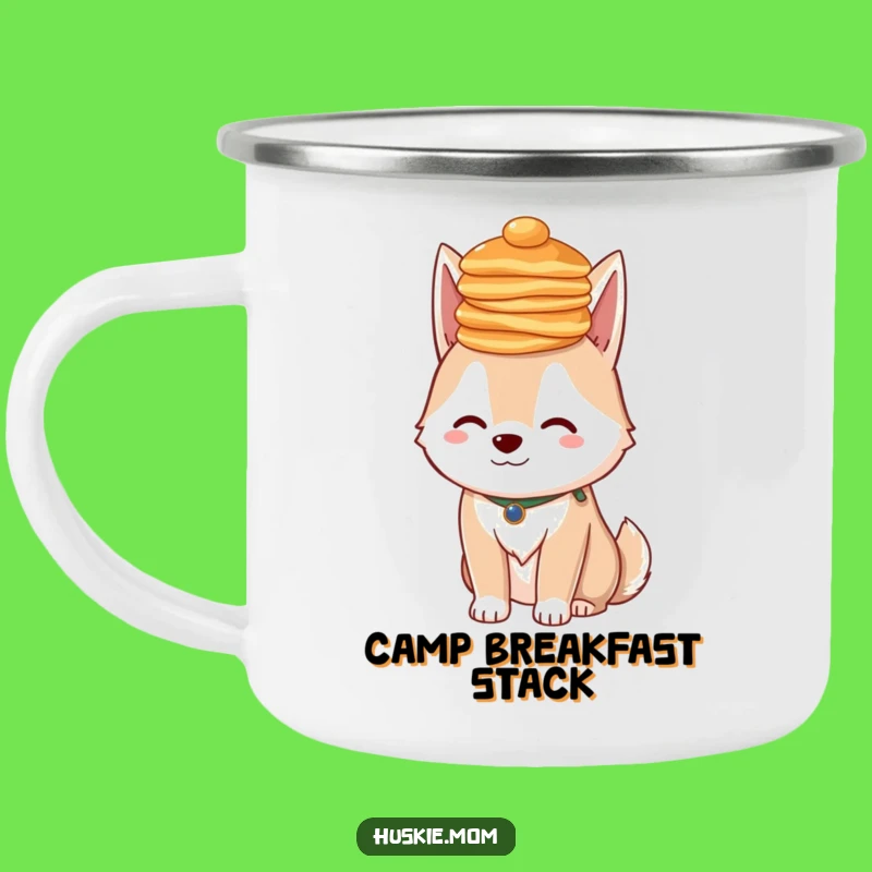 Funny Husky Pancakes Camping Mug - Outdoor Whimsical Lady Coffee Cup Gift