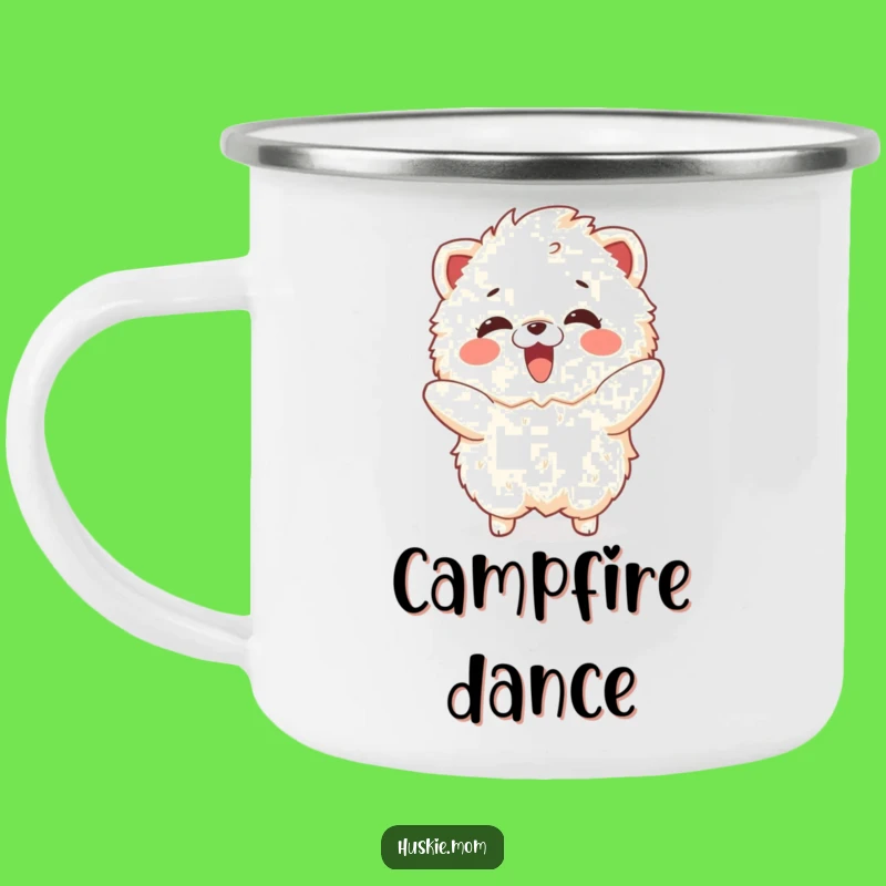 Funny Delighted Fluffy Animal Camping Mug: Dance Around the Fire!