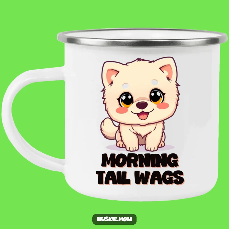 Happy Wagging Dog Camping Mug - Fluffy Friend, Durable & Hilarious Outdoor Gift
