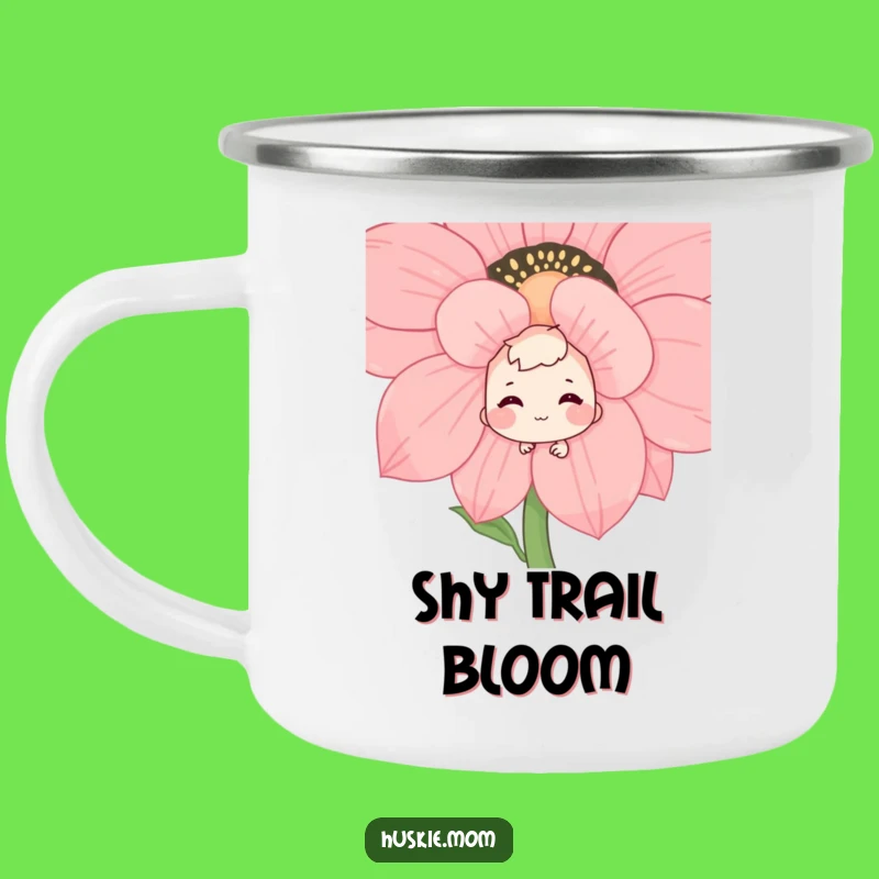 Funny Shy Grin Flower Peek Camping Mug: Outdoor Adventure, Perfect Funny Gift