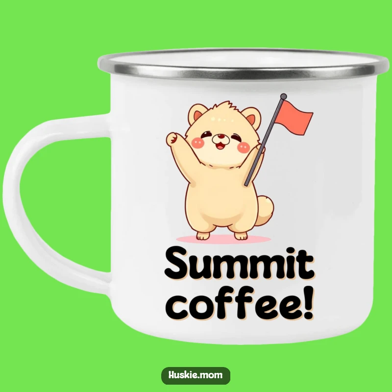 Funny Fluffy Animal Campfire Mug - Enthusiastic Flag Waving Companion