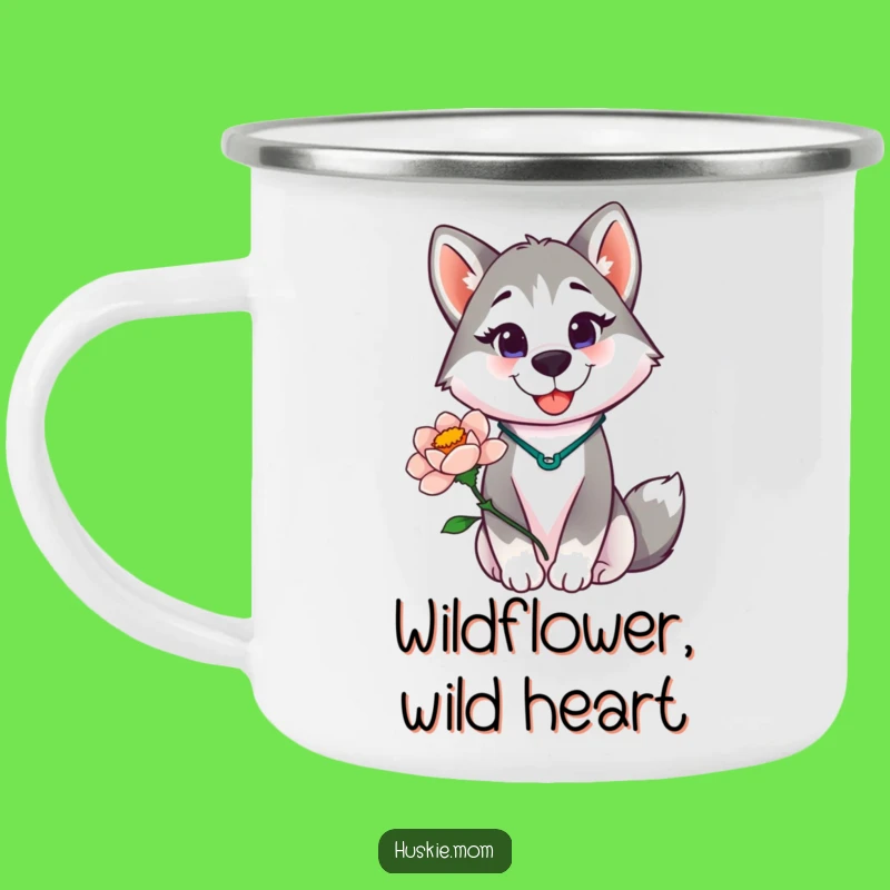 Funny Husky Lady Camping Mug - Blooming Flower Outdoor Adventure Gift