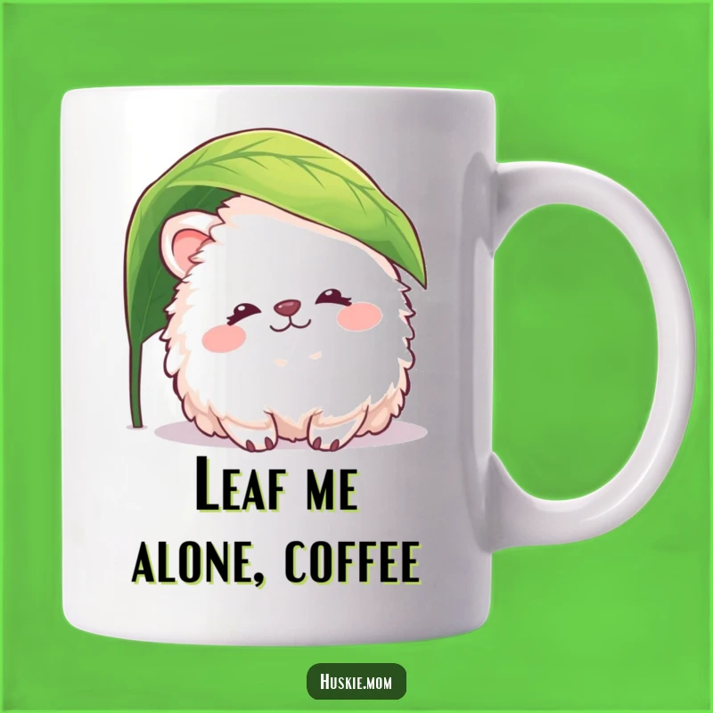 Funny Fluffy Animal Leaf Mug: Peaceful Smile, Perfect Gift for Nature Lovers