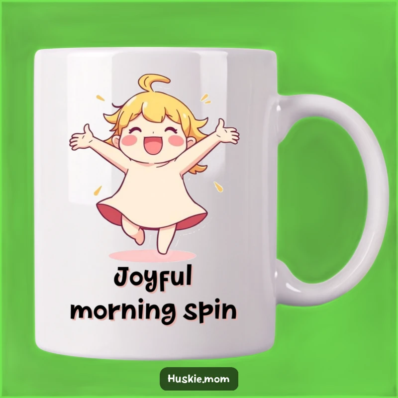 Funny Joyful Character Mug: Spinning with Happiness Funny Gift