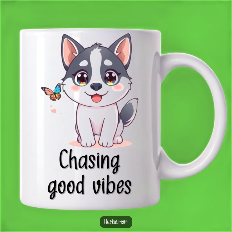 Funny Kawaii Husky Butterfly Mug: Adorable & Hilarious Gift for Dog Lovers!