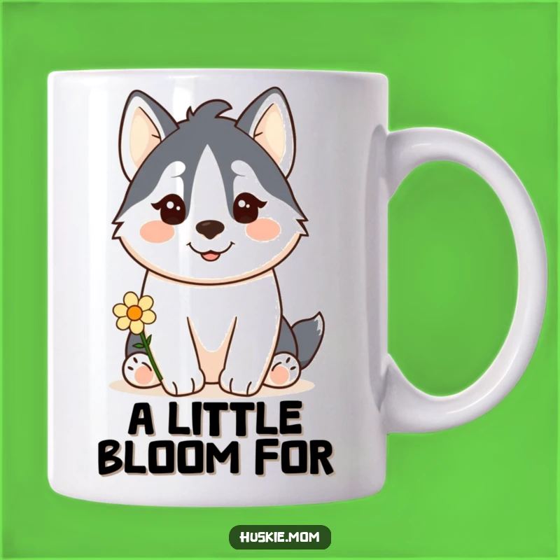 Funny Kawaii Husky Flower Mug: Sweet & Hilarious Gift for Dog Lovers!
