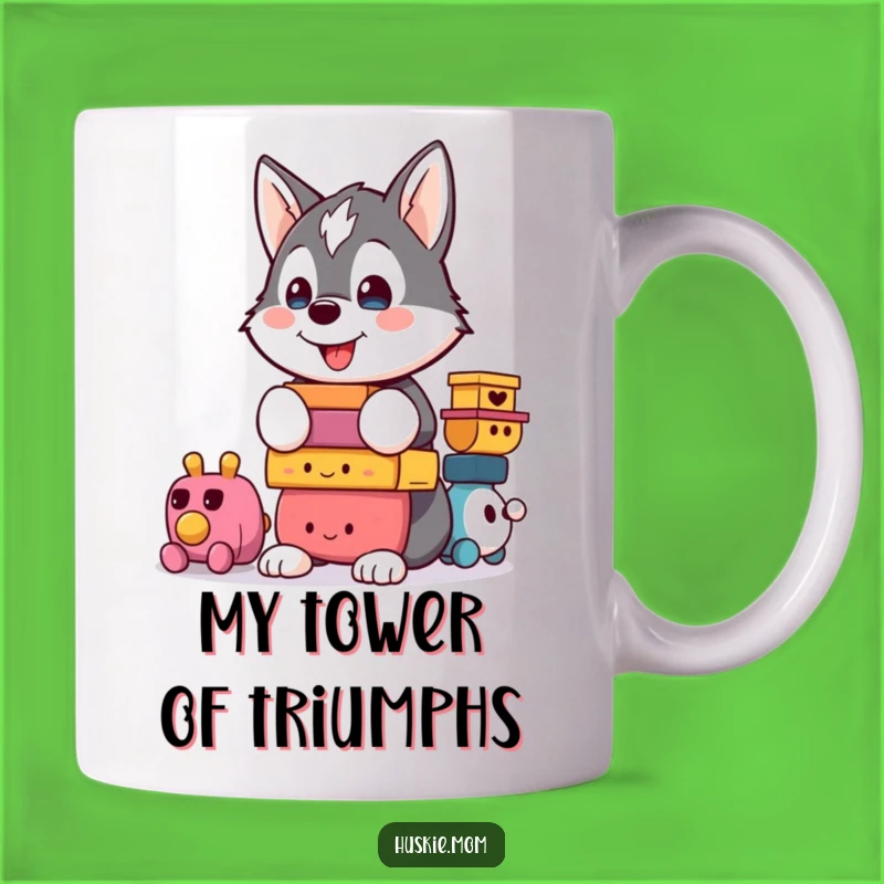 Funny Kawaii Husky Toy Tower Mug: A Cute and Proud Husky Gift for Dog Lovers