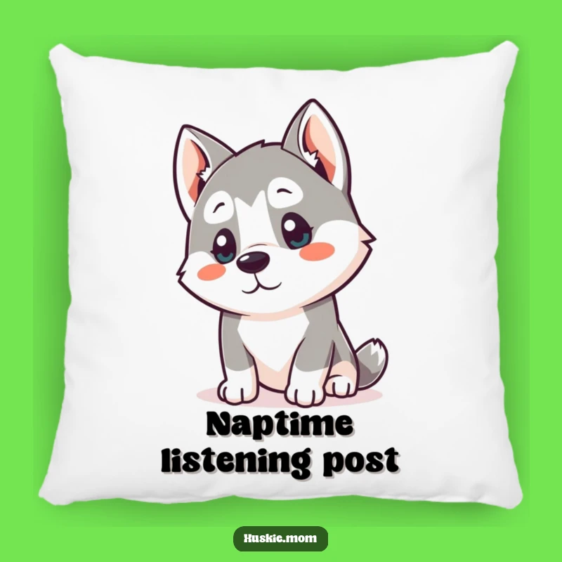 Comfy Funny Kawaii Husky Pillow: Curious Listener Accent!