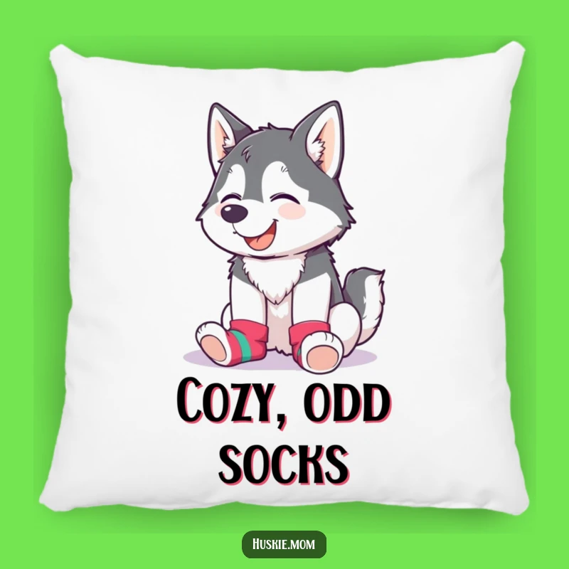 Funny Husky Lady Sock Pillow: Cozy Giggles, Mismatched Colors, Comfy Accent