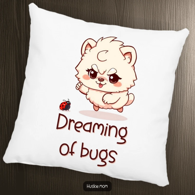 Funny Fluffy Animal Pillow: A soft pillow featuring a creature playfully chasing a ladybug, adding whimsical humor and comfort to any room.