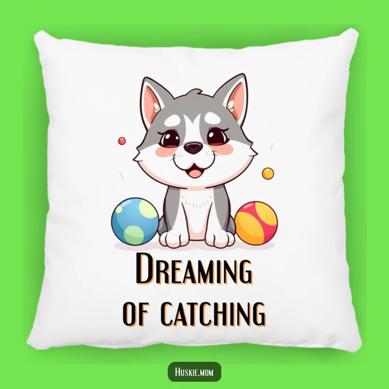 Funny Husky Juggler Pillow: Rest on a Silly Pup's Hilarious Attempt, Cozy Funny Gift