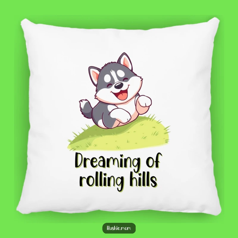 Funny Puppy Tumble Pillow: Snuggle up with a Gleeful Husky's Hilarious Adventure, Funny Gift
