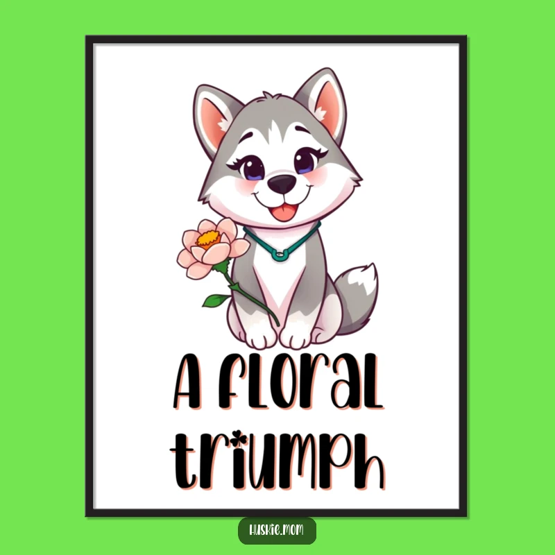 Funny Husky Lady Digital Print - Proud Blooming Flower Art Gift