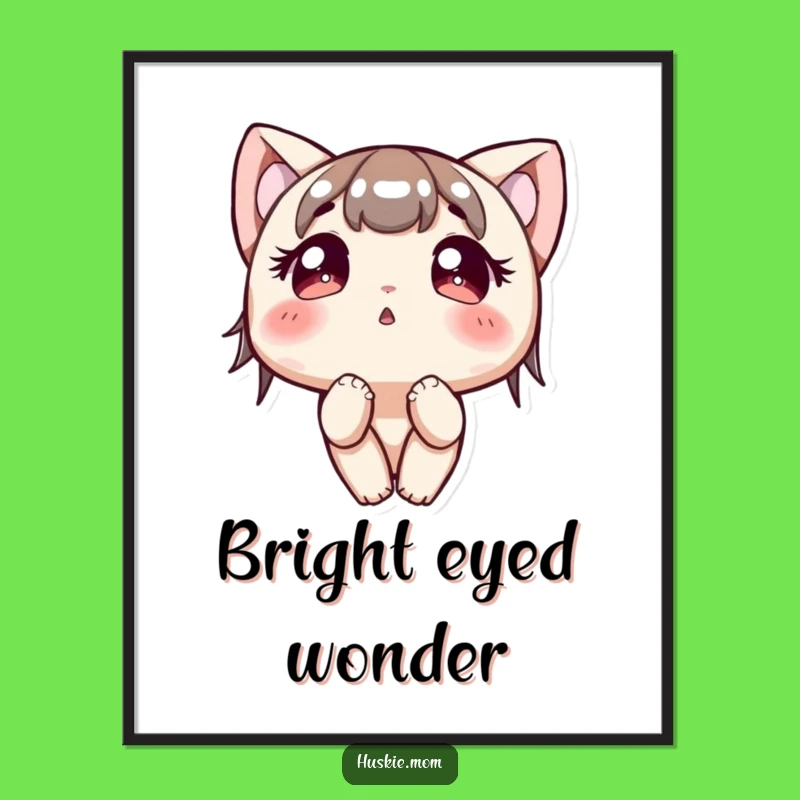Funny Curious Character Digital Art: Eyes Full of Wonder Print
