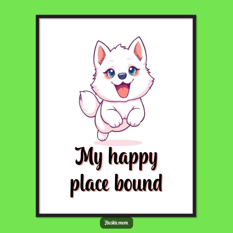 Funny Puppy Digital Art: Instant Download of Leaping Husky Pup, Perfect Humorous Decor