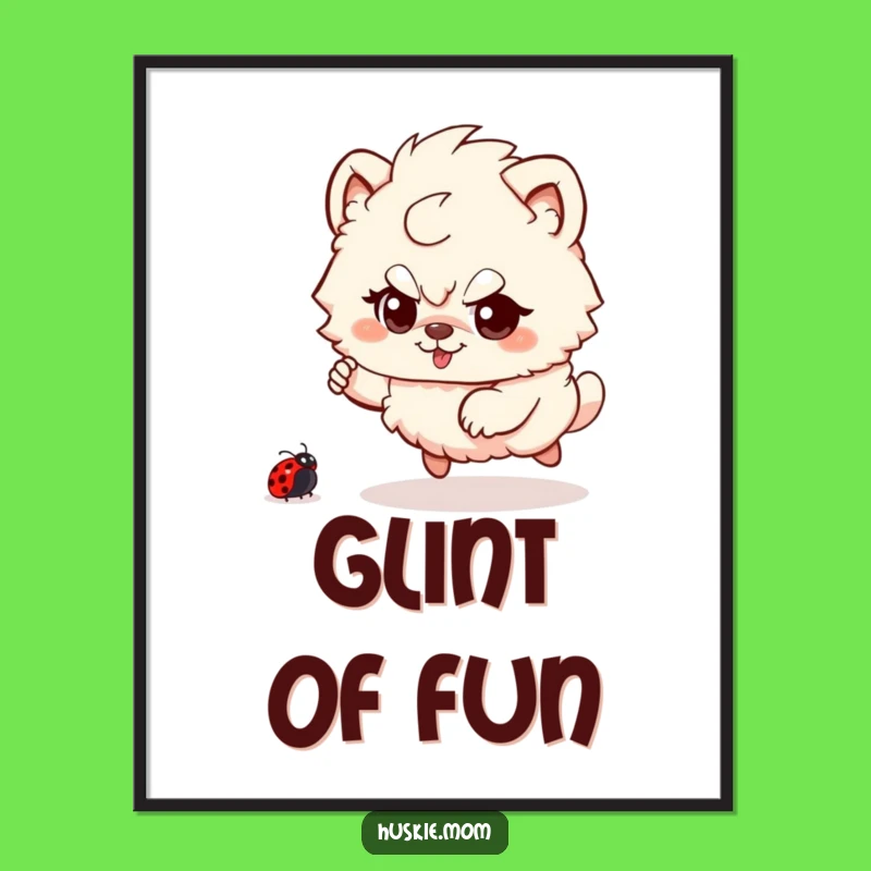 Funny Fluffy Animal Ladybug Chase Digital Art - Instant Playful Download