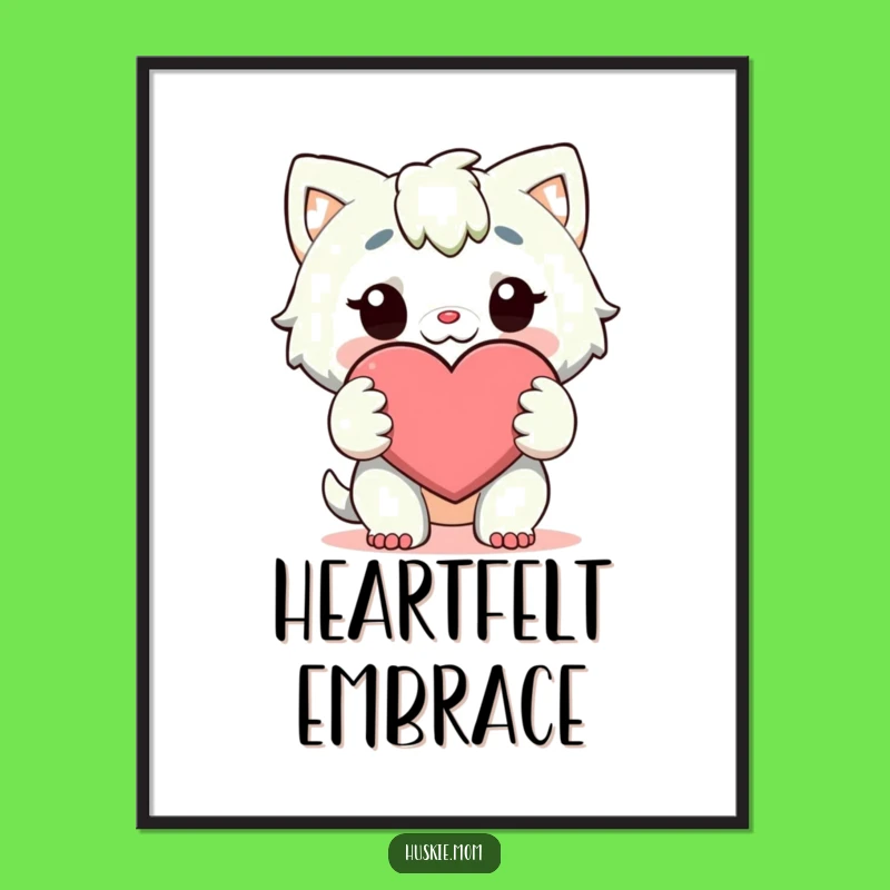 Funny Heart Hug Digital Art: Loving Character Wall Decor