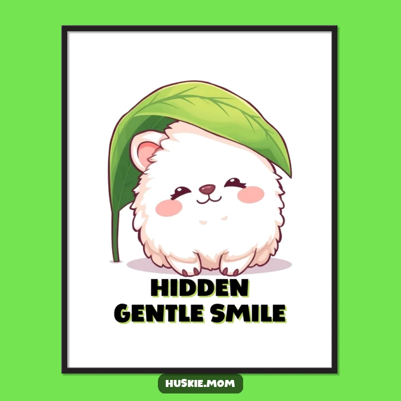 Funny Fluffy Animal Leaf Digital Art: Peaceful Design, Instant Humorous Gift