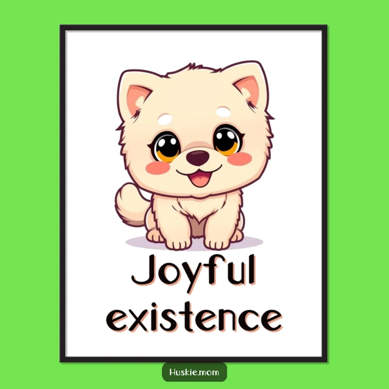 Happy Wagging Dog Digital Art - Fluffy Joy, Hilarious Printable for Happy Walls