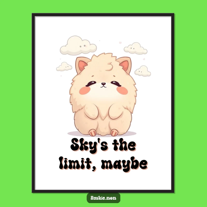 Funny Fluffy Cloud Watcher Digital Print: Instant Download, Whimsical Animal Art, Perfect Funny Gift