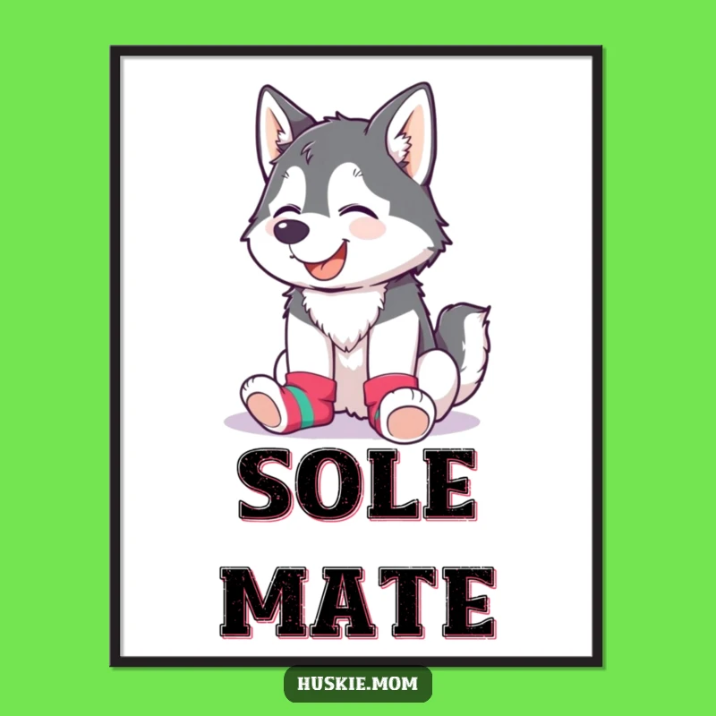 Funny Husky Lady Sock Digital Art: Giggling, Mismatched Colors, Instant Fun