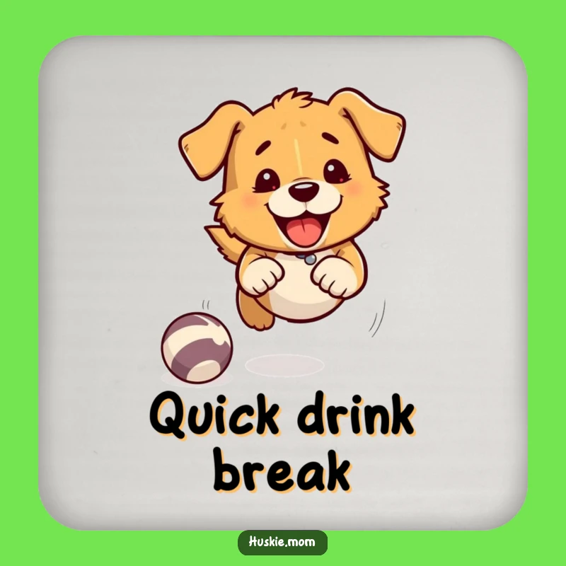 Fast Chasing Dog Drink Coaster - Speed Lines, Protects Surfaces with Humor