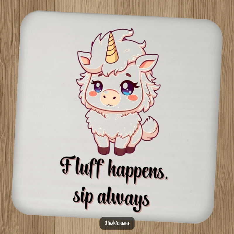 Funny Fluffy Animal Drink Coasters showing a proud beast tossing its mane with a mischievous glint, protecting surfaces, a funny gift.