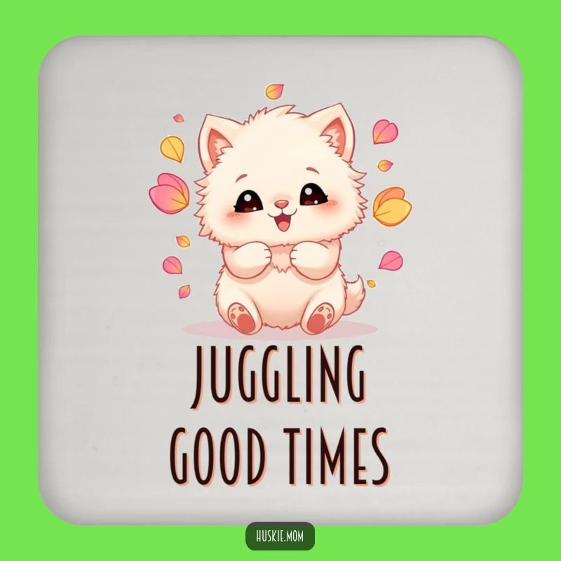 Funny Fluffy Animal Juggling Petals Coaster: Protect Surfaces with Humor