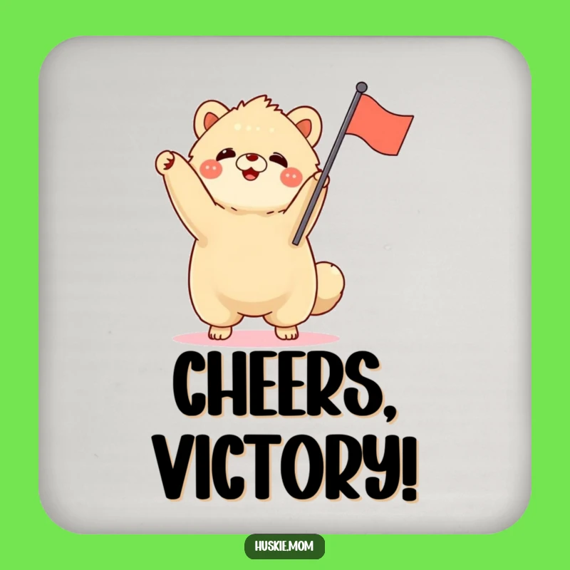 Funny Fluffy Animal Rally Coaster - Enthusiastic Flag Waving Decor