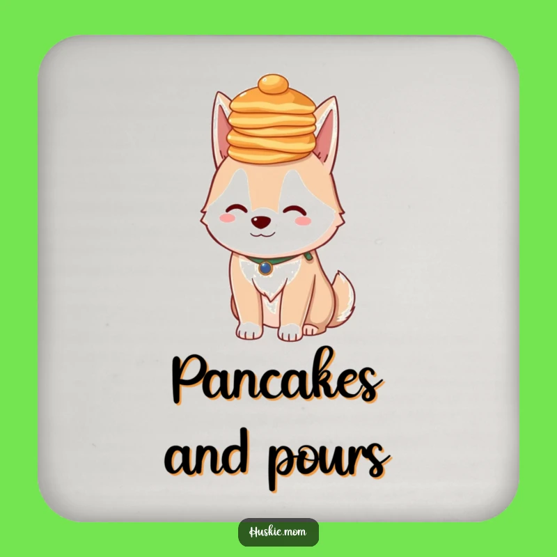 Funny Husky Pancakes Coaster Set - Whimsical Lady Drink Protection Gift