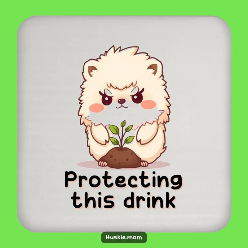 Funny Determined Animal Drink Coaster - Seedling Guardian Protector, Cute Funny Gift!
