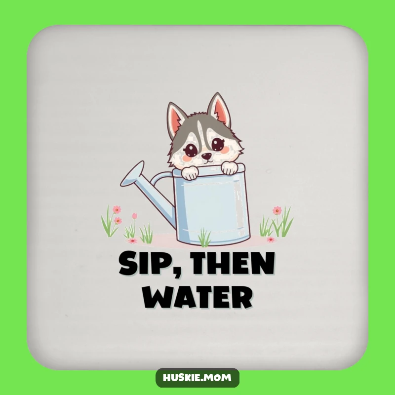 Funny Husky Lady Coaster - Cute Peeking Animal Drink Protect Gift