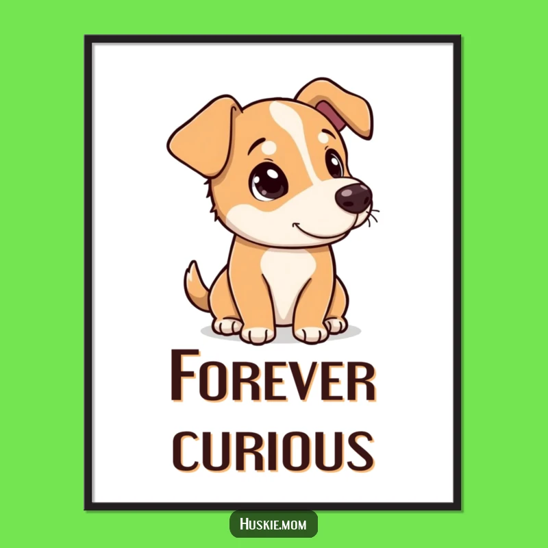 Funny Dog Head Tilt Poster: Curious Art, Charming Funny Gift
