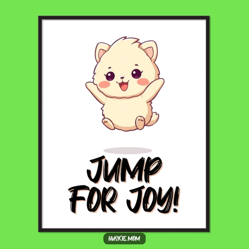 Funny Fluffy Animal Jump Poster: Energetic Wall Art for Happy Homes