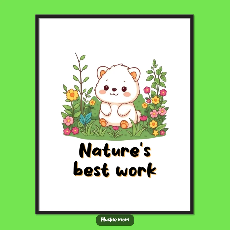 Funny Fluffy Garden Explorer Poster - Whimsical Animal Wall Art
