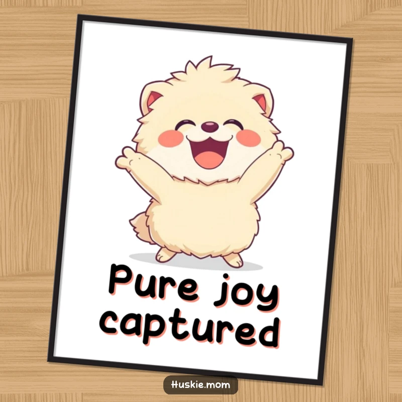 Funny Fluffy Animal Poster: Joyous, laughing creature in a dynamic pose, for energetic and humorous wall art.