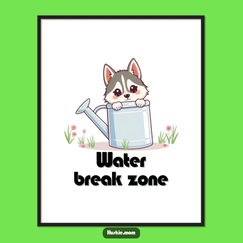 Funny Husky Lady Poster - Whimsical Peeking Animal Art Print Gift