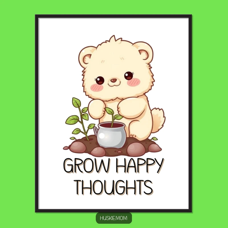 Funny Gardening Animal Poster: Caring Character Art, Verdant Funny Gift