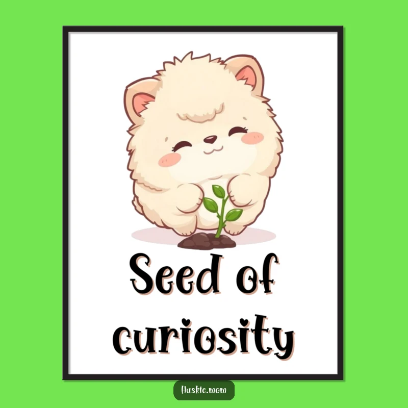 Funny Curious Fluffy Animal Poster - Gentle Sprout Art Print Gift