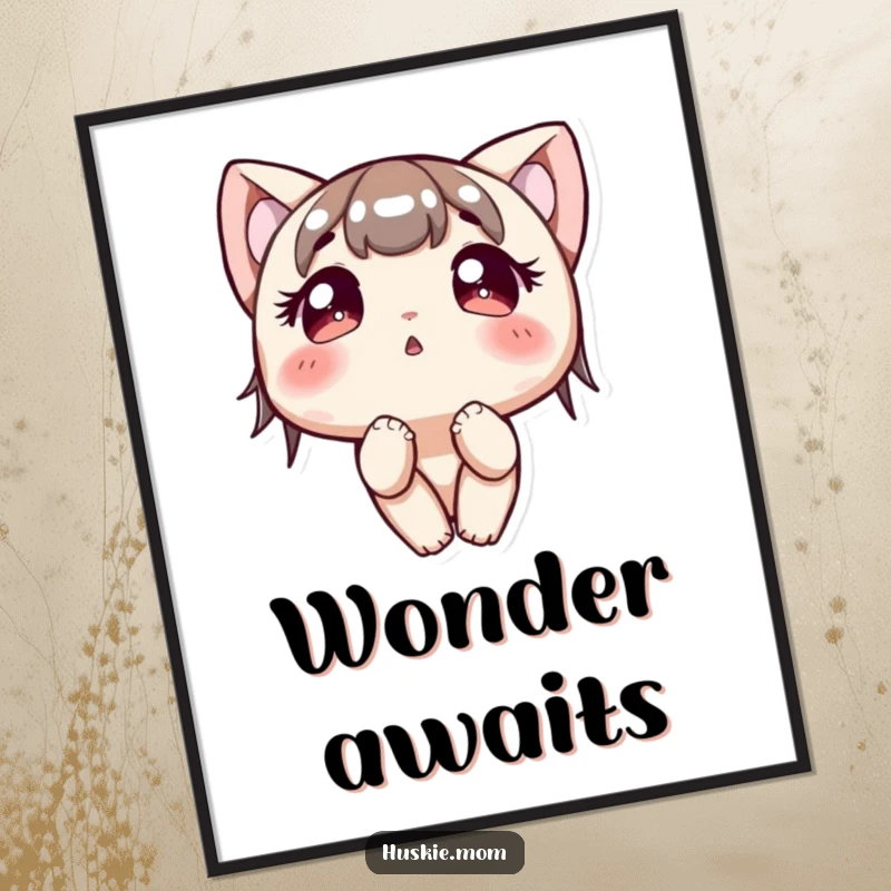 Funny Poster: A character with striking bright eyes gazes upwards, conveying a sense of innocent curiosity and wonder.