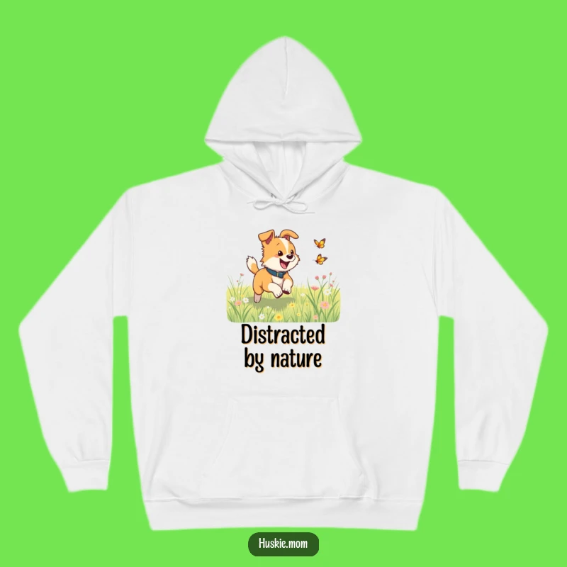 Cozy Dog Chase Hoodie: Meadow Butterfly Fun, Warm Funny Gift