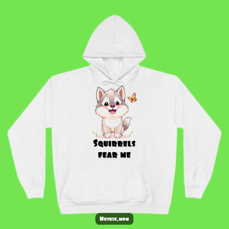 Funny Husky Butterfly Chase Hoodie: Cozy Fluffy Dog Lover Warm Funny Gift