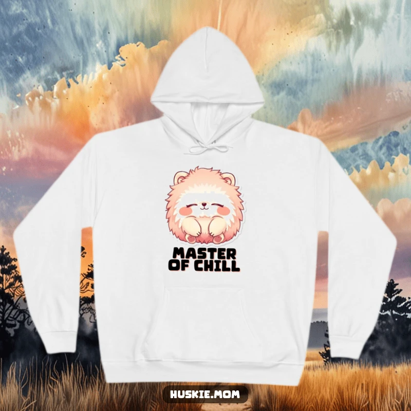 Funny Hoodie featuring a fluffy animal with vibrant fur, eyes closed and smiling, exuding comfort and humor.