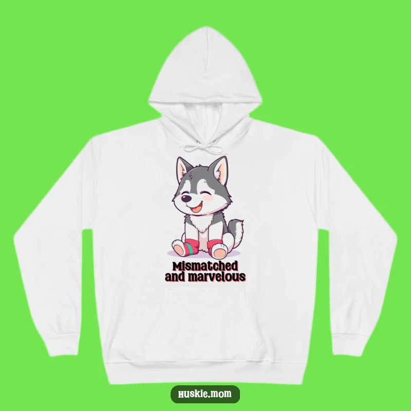 Funny Husky Lady Sock Hoodie: Cozy Giggles, Mismatched Colors, Warm Gift