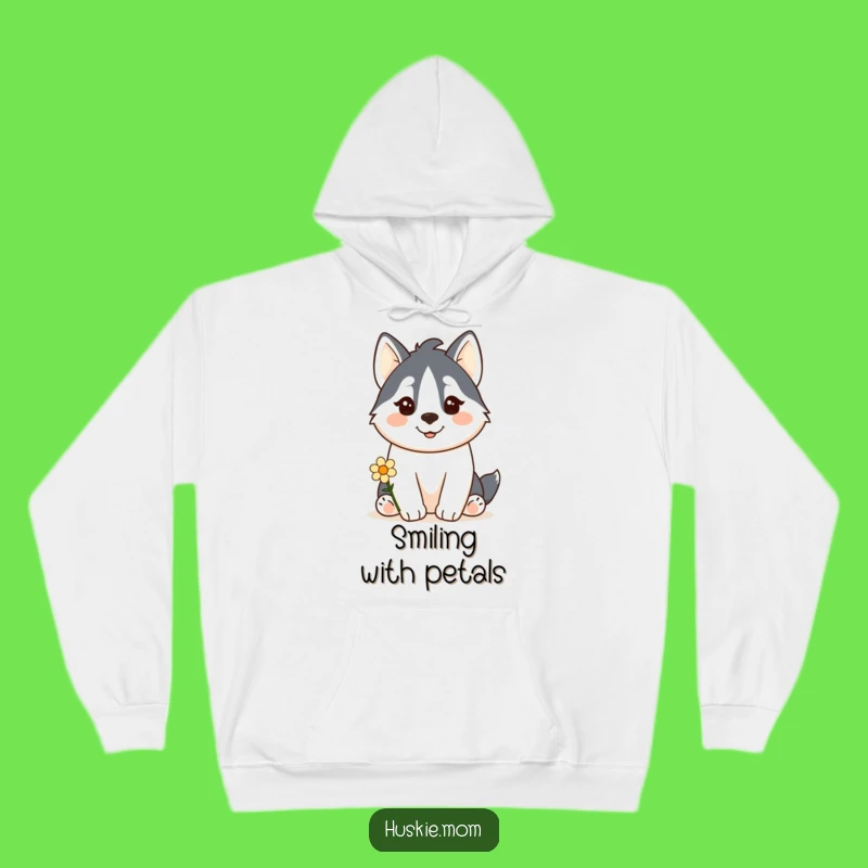 Cozy Funny Kawaii Husky Hoodie: Flower Offering Gift for Warmth!