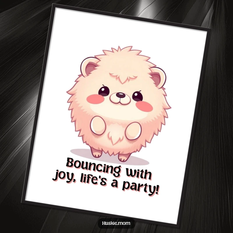 Funny Free Printable Wall Art: A fluffy animal captured mid-bounce, radiating pure happiness and playful energy for your room decor.