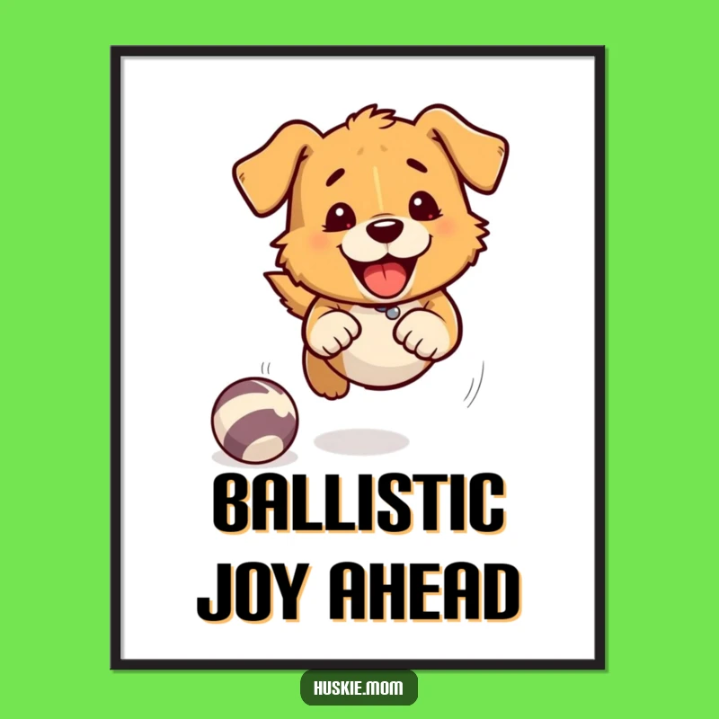 Free Printable Wall Art: Dog Chasing Ball - Dynamic Canine Action Download Decor